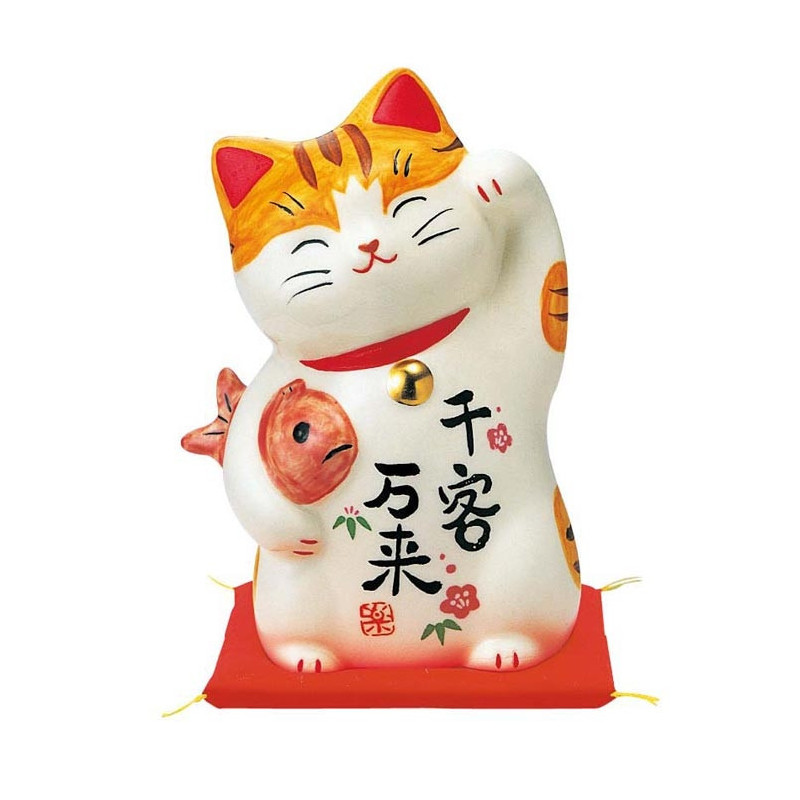 Maneki neko GRANdE AMiTié en porcelaine japonaise (h12cm)