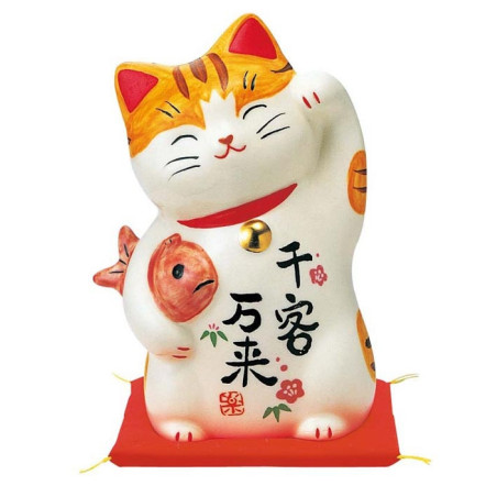 Maneki neko GRANdE AMiTié en porcelaine japonaise (h12cm)
