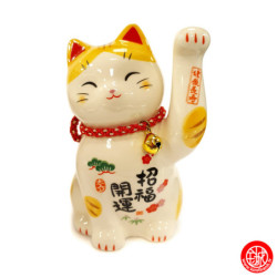 Maneki neko GRANdE ChANCE TORA en porcelaine japonaise (h12cm)