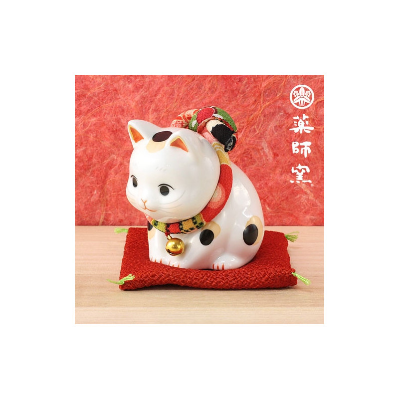 Maneki neko SALUTATiON en porcelaine japonaise (h7.5cm)