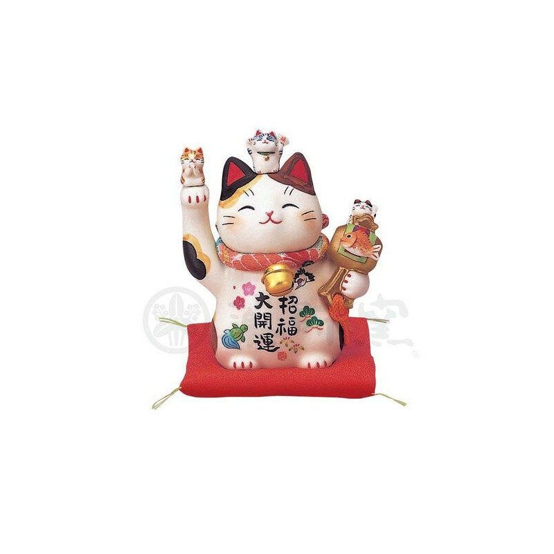Maneki neko TOUS les BONhEURS miké en porcelaine japonaise (h11cm)