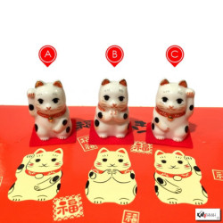 Maneki neko TRiO en porcelaine japonaise (h4.2cm)