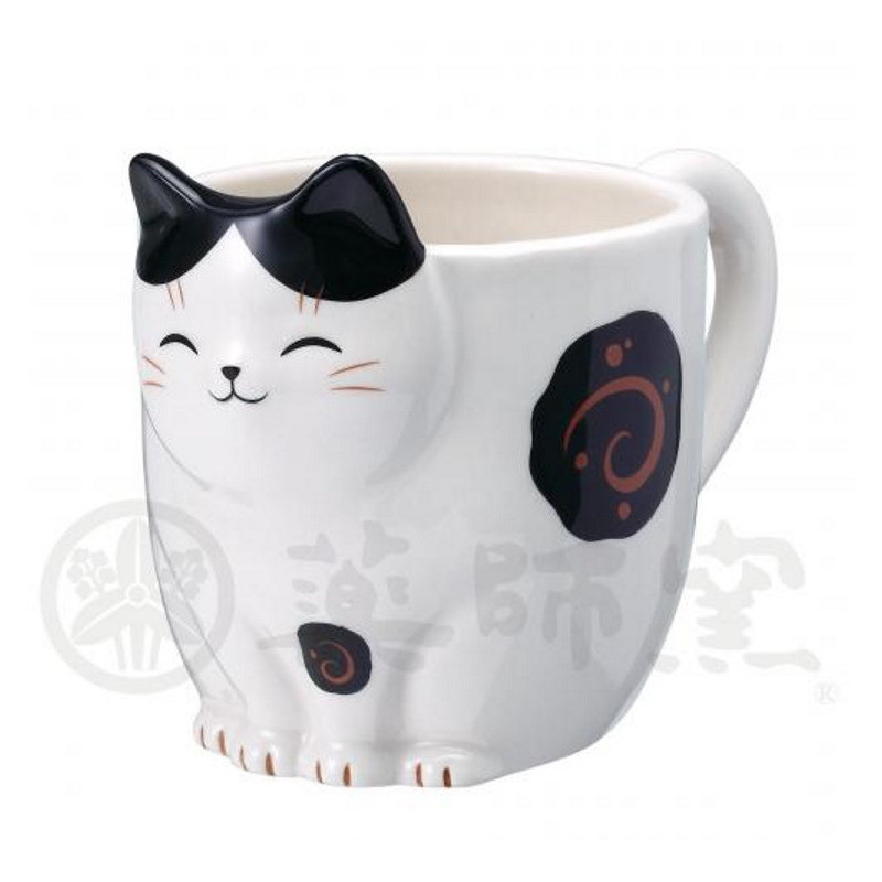 Mug Maneki neko BUTChi (noir et blanc) en porcelaine japonaise