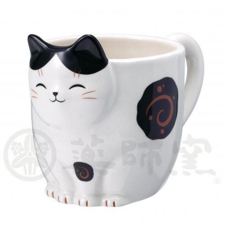 Mug Maneki neko BUTChi (noir et blanc) en porcelaine japonaise