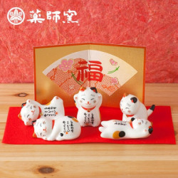 Porte-baguettes Maneki neko tacheté en porcelaine