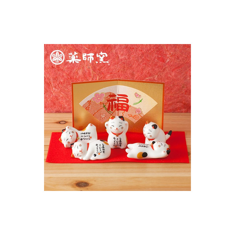 Porte-baguettes Maneki neko tacheté en porcelaine