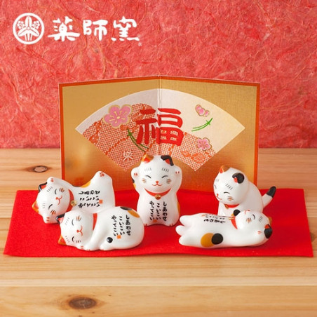 Porte-baguettes Maneki neko tacheté en porcelaine
