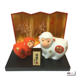 Singe 2016 couple en argile bonheur et longévité