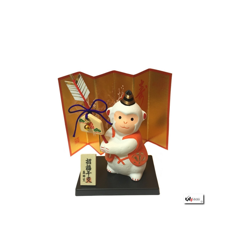 Singe 2016 en argile et flèche hamaya h10cm