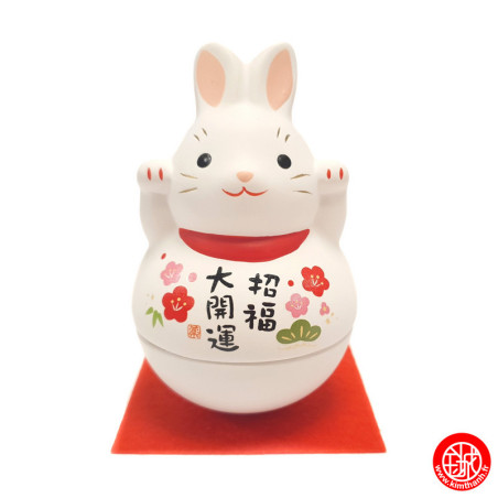 Zodiaque 2023 USAGi lapin Culbuto Invitation Nishikisai Shofuku Okiagari en argile h8cm