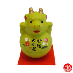 Zodiaque DRAGON 2024 culbuto vert en argile h8cm