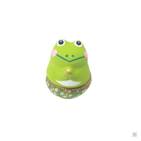 Culbuto Yurayura céramique et tissus japonais chirimen vert Chouette KAERU onegai  (h3.5cm)