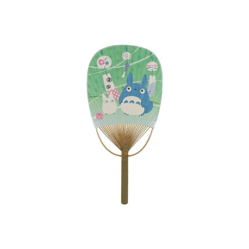 Eventail japonais rigide UChiWA en bambou et papier TOTORO FUURiN h38*18cm