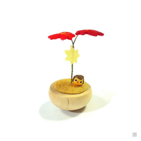 Culbuto yurayura en bois et chirimen ChOUETTE ERABLE (h7cm)