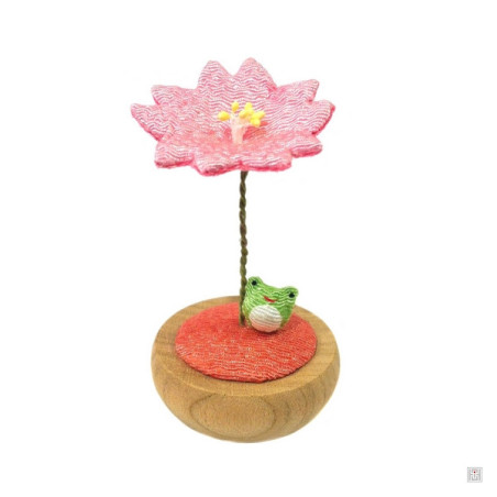 Culbuto yurayura en bois et chirimen GRENOUiLLE SAKURA (h7cm)