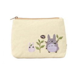 Pochette brodé Totoro gris et blanc avec noiraude - Mon voisin Totoro© (L17hh13cm)