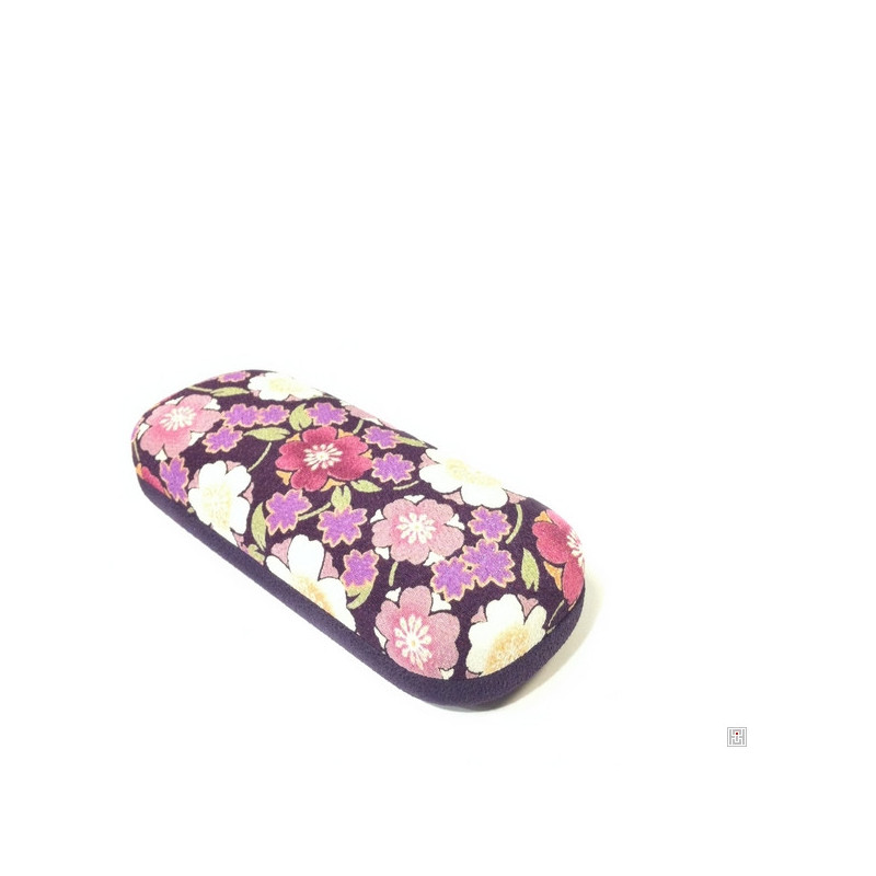 Etui à lunettes rigide en CHiRiMEN violet FLEURS de CERiSiER