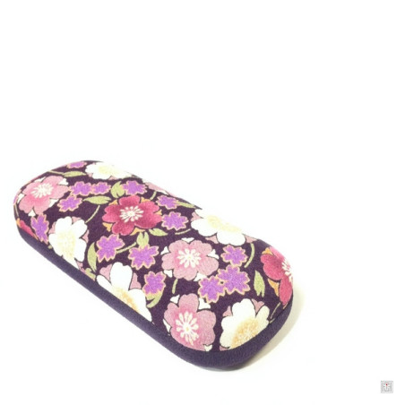 Etui à lunettes rigide en CHiRiMEN violet FLEURS de CERiSiER