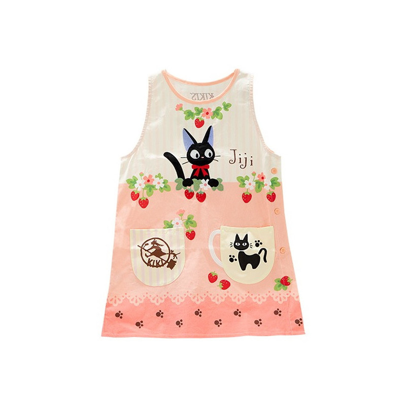 Tablier Jiji Fraises brodé 84*61cm - Kiki la petite sorcière©