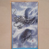 Rideau de porte japonais NOREN sumi-e DRAGON RYU L85*h150cm 85% polyester 15% lin
