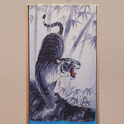 Rideau de porte japonais NOREN sumi-e TiGRE TORA L85*h150cm 85% polyester 15% lin
