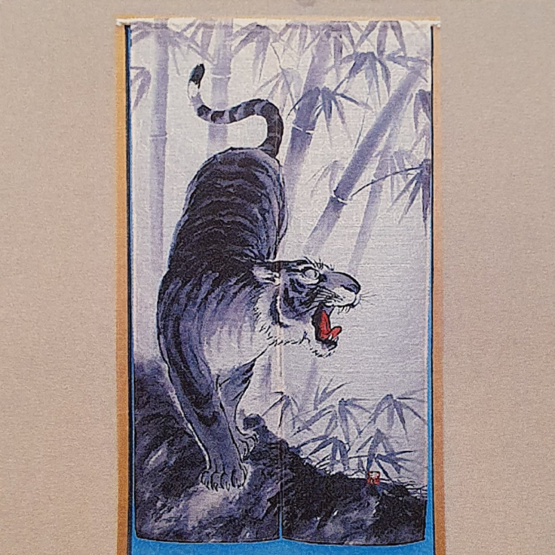Rideau de porte japonais NOREN sumi-e TiGRE TORA L85*h150cm 85% polyester 15% lin