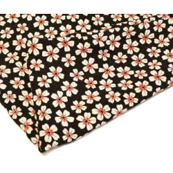 Furoshiki FLEURS de CERiSiER blancs en chirimen (100x100cm)