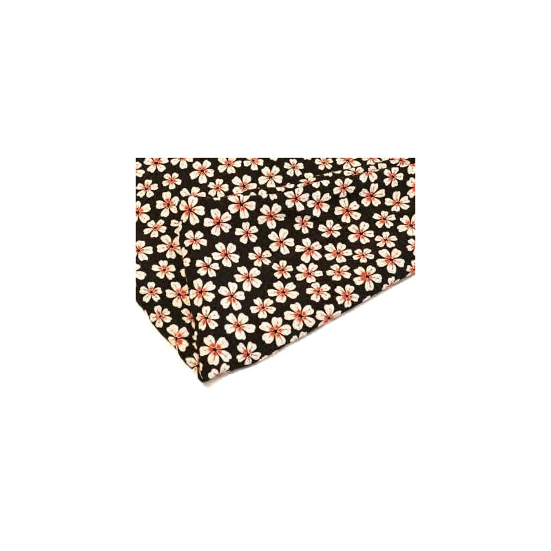 Furoshiki FLEURS de CERiSiER blancs en chirimen (100x100cm)