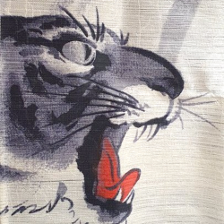 Rideau de porte japonais, Noren SUMi-E TiGRE TORA L85xh150cm 85% polyester 15% lin