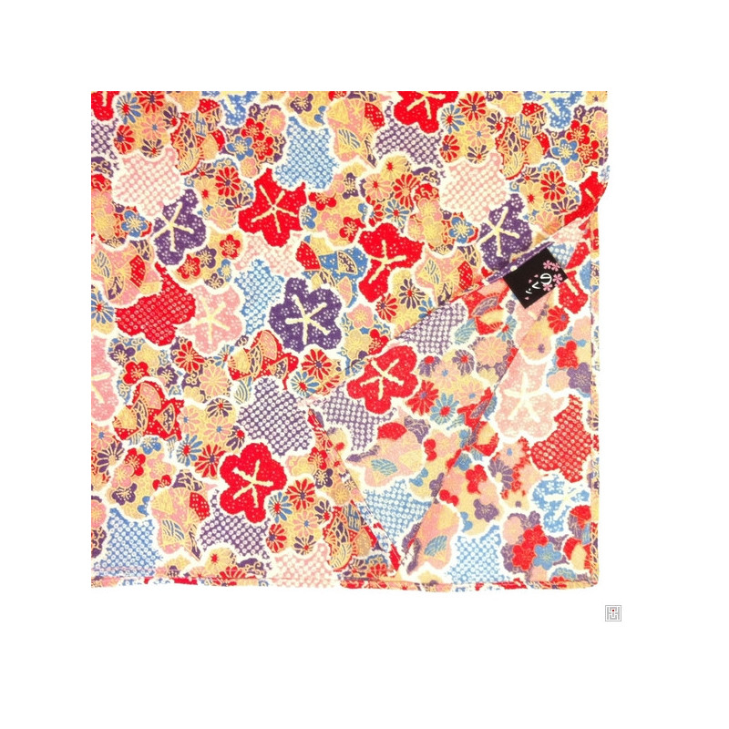 Furoshiki UME PATChWORK rouge en chirimen (100x100cm)