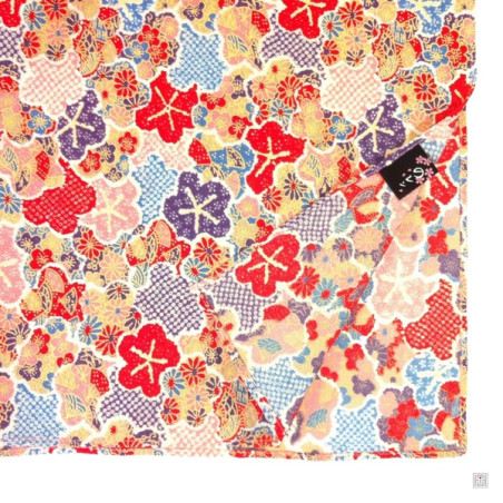 Furoshiki UME PATChWORK rouge en chirimen (100x100cm)