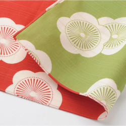 Furoshiki UME rouge / vert 100% coton (104x104cm)