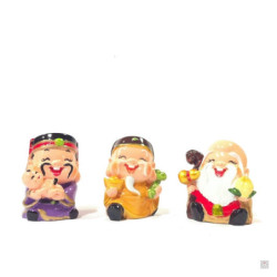 3 bonheurs KAWAii en résine polychrome peints à la main (h5cm)