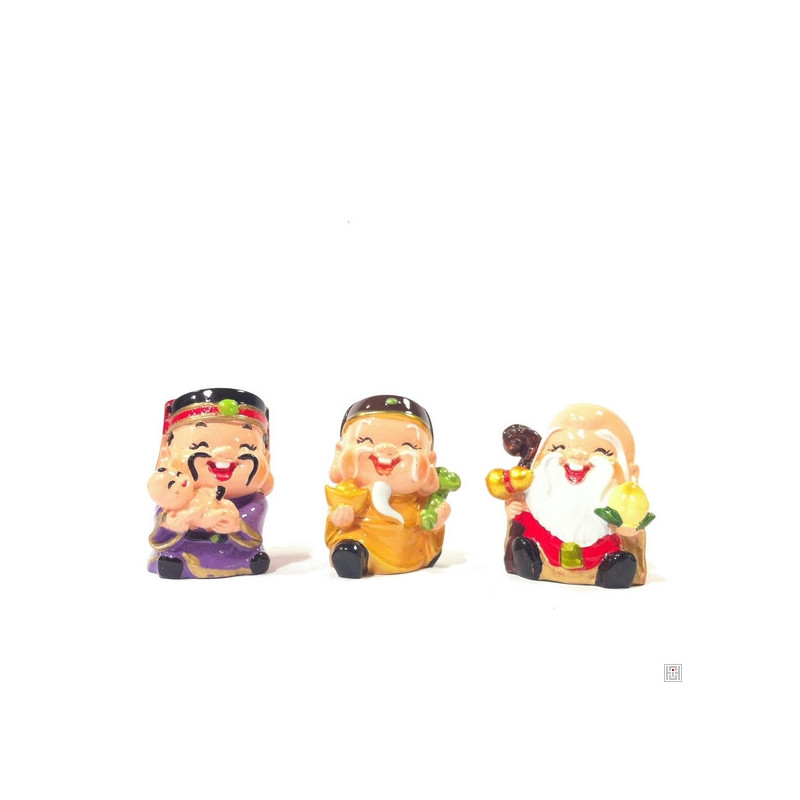 3 bonheurs KAWAii en résine polychrome peints à la main (h5cm)