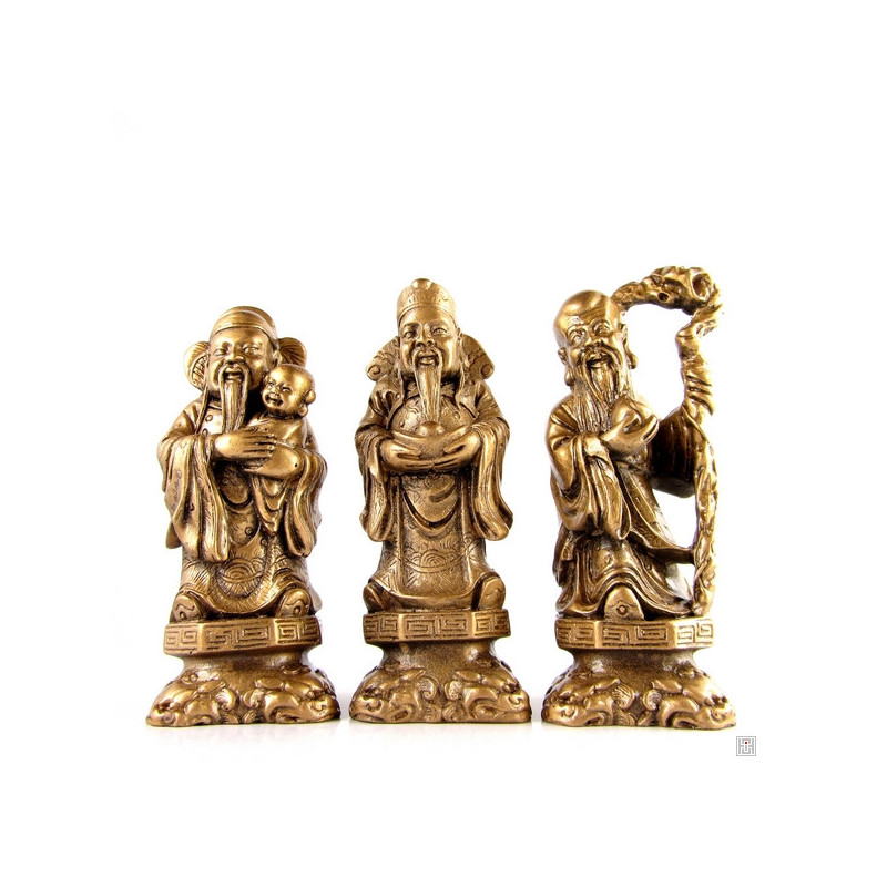 3 bonheurs en résine doré (h12cm)