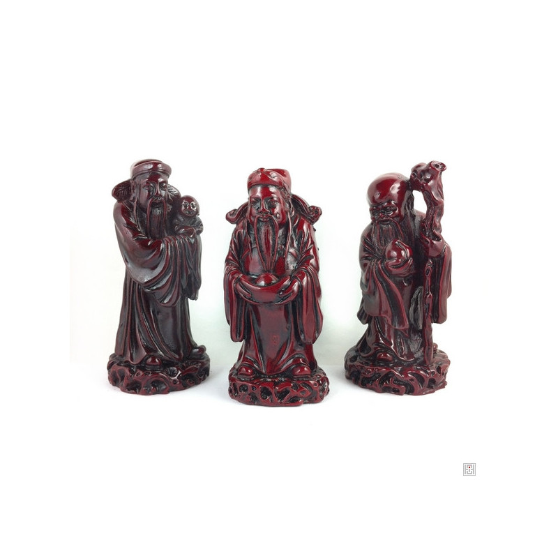 3 bonheurs en résine marron (h12cm)