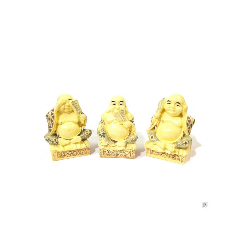 3 sages Hotei ivoirine (h8cm)
