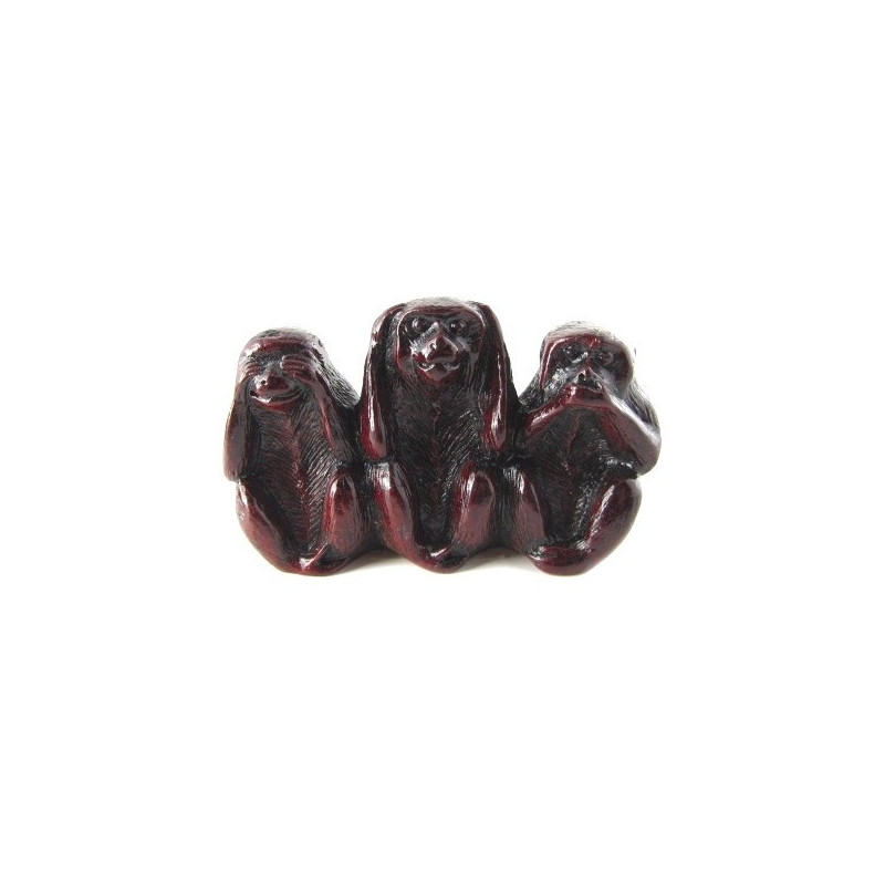 3 singes en résine marron (h5cm)