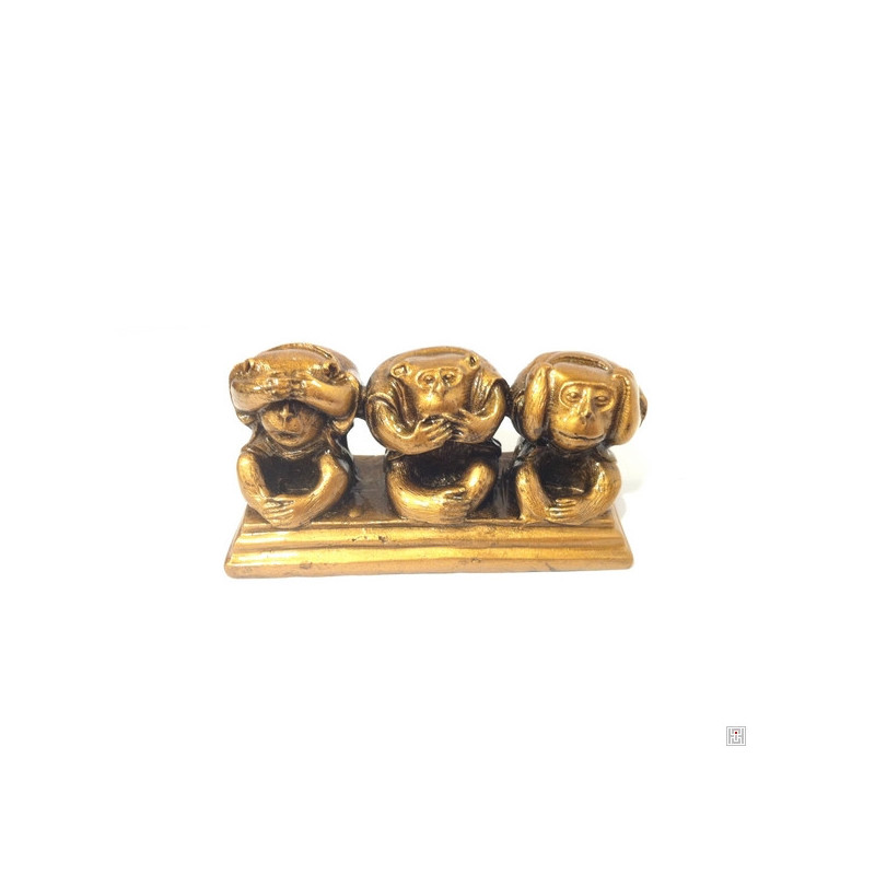 3 singes sur socle en résine doré (h5.5cm)
