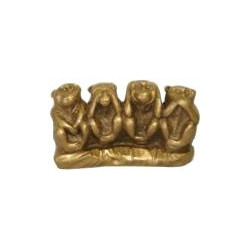 4 singes en résine doré (h6cm)