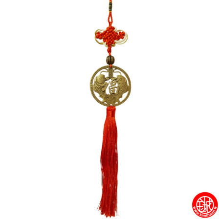 Amulette BONhEUR & DOUbLE POiSSONS (d6cm)