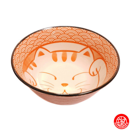 Bol à riz Maneki nekoge en porcelaine japonaise (d15cm)