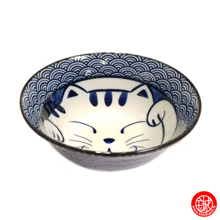 Bol à riz Maneki nekou en porcelaine japonaise (d15cm)