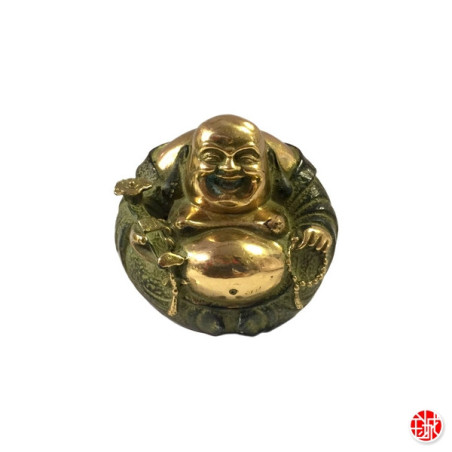 Bouddha de la prospérité Hotei rond en bronze (h7cm)