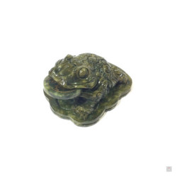 Jin Chan (crapaud de la richesse) en jade épinard (h6.5cm)