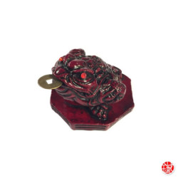 Jin Chan (crapaud de la richesse) sur octogramme en résine marron (h5.5cm)