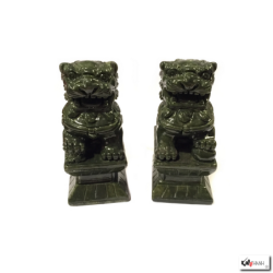 Chiens de Foo en jade (Protection) h12cm