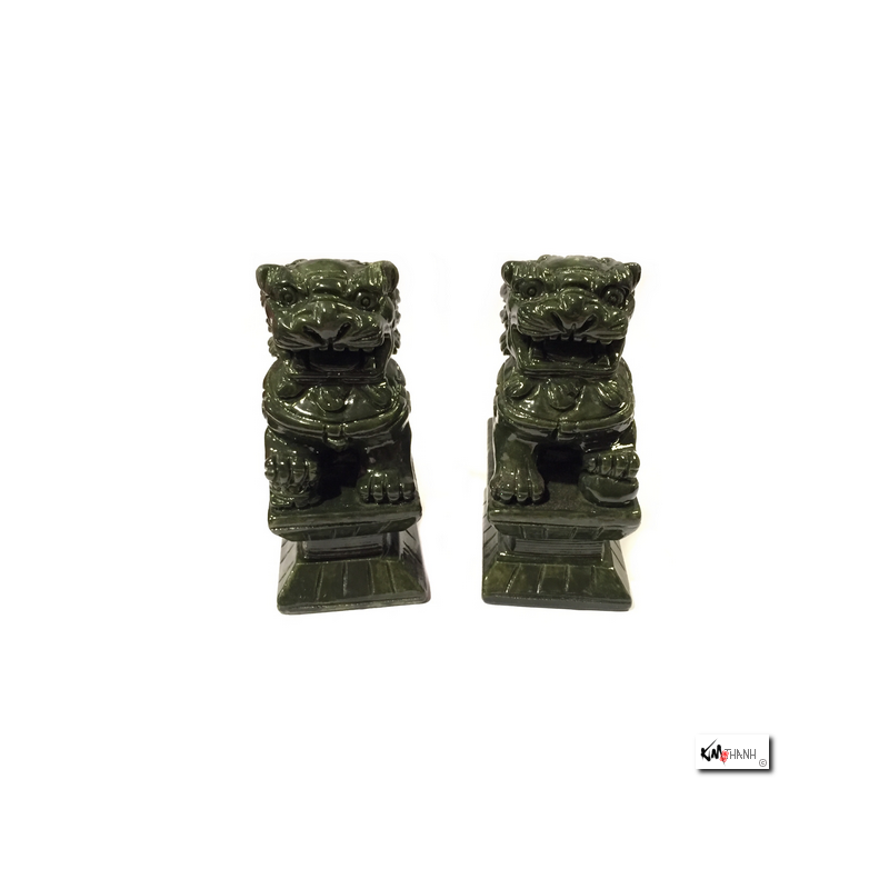 Chiens de Foo en jade (Protection) h12cm