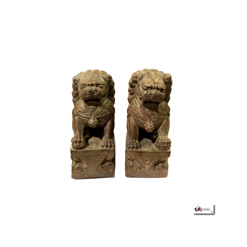 Chiens de Foo en pierre (Protection) h19cm