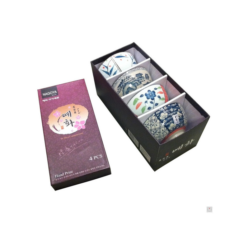 Coffret 4 bols assortis NAGOYA en porcelaine (d14cm)